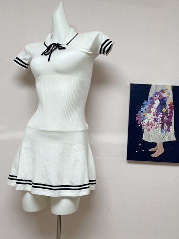 Shuxin's New Summer New College Style Short-Sleeved Knitted Short-Sleeved Girl Polo Collar Dress A Dress